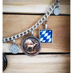 Herren-Charivari aus Edelstahl, Trachtenschmuck, 1- reihig, Löwe