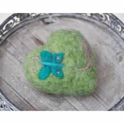 HERZ * FILZHERZ  * 100 % WOLLE * GRÜN/TÜRKIS/ROSA * Produkt #565894