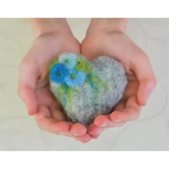 HERZ * FILZHERZ * ZUR DEKORATION * FRÜHLING * 100 % WOLLE * HANDGEARBEITET * GRAU/BLAU * Produkt #717471