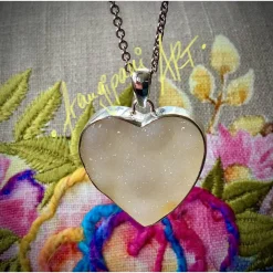 HERZ Achatanhänger „DRUZY“ mit 60cm Ankerkette rhodiniert in 925er Silber