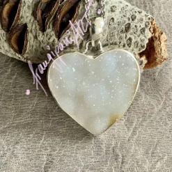 HERZ Achatanhänger „DRUZY“ mit 60cm Ankerkette rhodiniert in 925er Silber