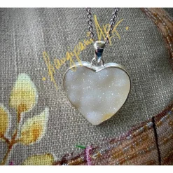 HERZ Achatanhänger „DRUZY“ mit 60cm Ankerkette rhodiniert in 925er Silber