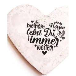 Herz aus Beton mit Schriftzug Grabschmuck Trauer Grabgesteck Grabherz