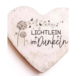 Herz aus Beton mit Schriftzug Grabschmuck Trauer Grabgesteck Grabherz