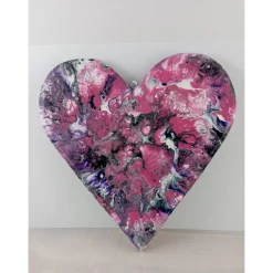 Herz aus Holz besondere Geschenk Geschenkidee Weihnachten Taufe Kommunion Geburtstag Acrylic Pouring Technik