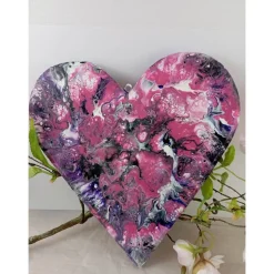 Herz aus Holz besondere Geschenk Geschenkidee Weihnachten Taufe Kommunion Geburtstag Acrylic Pouring Technik