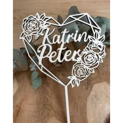 Herz Cake Topper mit Namen / Hochzeits Caketopper / Kuchendeko Heirat personalisiert