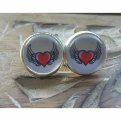 Herz Engel Ohrringe Cabochonschmuck verschiedene Fassungen