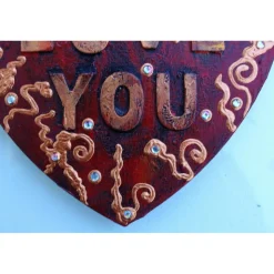 Herz Herzbild I LOVE YOU  Geschenk zu Valentinstag Muttertag Acrylbild Collage auf herzförmigem Keilrahmen