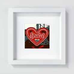 Herz Rot Spatzl // Liebe Valentinstag Freundin Frau Oktoberfest Dekoration Geschenk für Sie // Pop Art Print Kunstdruck // 13 x 13 cm // 20 x 20 cm // 30 x 30 cm