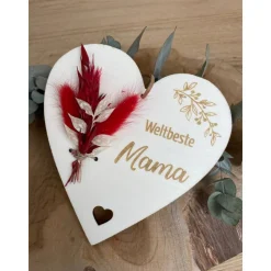 Herz Weltbeste Mama mit Trockenblumen / Muttertag / Beste Mama