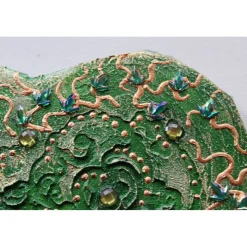 Herzbild BAROCK IN GRÜN Valentinstag Geschenk Muttertag Acrylbild Collage Bild auf Keilrahmen