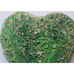 Herzbild BAROCK IN GRÜN Valentinstag Geschenk Muttertag Acrylbild Collage Bild auf Keilrahmen