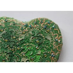 Herzbild BAROCK IN GRÜN Valentinstag Geschenk Muttertag Acrylbild Collage Bild auf Keilrahmen