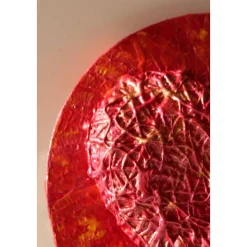 Herzbild HERZ AUS FEUER Geschenk zum Valentinstag Muttertag Vatertag Acrylbild Collage auf einem runden Keilrahmen