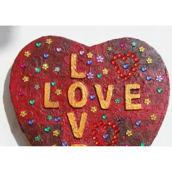 Herzbild LOVE LOVE Valentinstag Geschenk  zu Muttertag Acrylbild Collage Bild auf Keilrahmen Herz Liebeserklärung