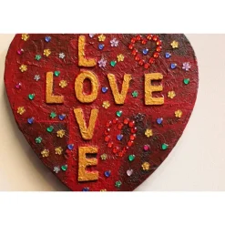 Herzbild LOVE LOVE Valentinstag Geschenk  zu Muttertag Acrylbild Collage Bild auf Keilrahmen Herz Liebeserklärung