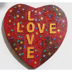 Herzbild LOVE LOVE Valentinstag Geschenk  zu Muttertag Acrylbild Collage Bild auf Keilrahmen Herz Liebeserklärung