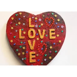 Herzbild LOVE LOVE Valentinstag Geschenk  zu Muttertag Acrylbild Collage Bild auf Keilrahmen Herz Liebeserklärung