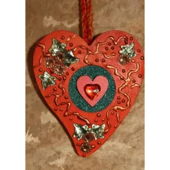 Herzen aus Holz HERZERLDUO ROTORANGE 2er-Set Valentinsgeschenk Muttertagsgeschenk Hängedeko Geburtstagsgeschenk