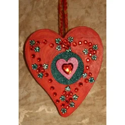 Herzen aus Holz HERZERLDUO ROTORANGE 2er-Set Valentinsgeschenk Muttertagsgeschenk Hängedeko Geburtstagsgeschenk