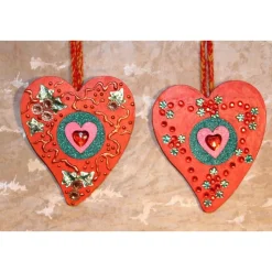 Herzen aus Holz HERZERLDUO ROTORANGE 2er-Set Valentinsgeschenk Muttertagsgeschenk Hängedeko Geburtstagsgeschenk