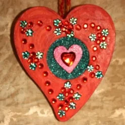 Herzen aus Holz HERZERLDUO ROTORANGE 2er-Set Valentinsgeschenk Muttertagsgeschenk Hängedeko Geburtstagsgeschenk