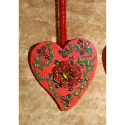 Herzen aus Holz HERZERLDUO ROT 2er-Set Valentinsgeschenk Muttertagsgeschenk Hängedeko Geburtstagsgeschenk