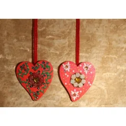 Herzen aus Holz HERZERLDUO ROT 2er-Set Valentinsgeschenk Muttertagsgeschenk Hängedeko Geburtstagsgeschenk