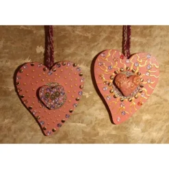 Herzen aus Holz HERZERLDUO ROSA 2er-Set Valentinsgeschenk Muttertagsgeschenk Hängedeko Geburtstagsgeschenk