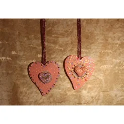 Herzen aus Holz HERZERLDUO ROSA 2er-Set Valentinsgeschenk Muttertagsgeschenk Hängedeko Geburtstagsgeschenk