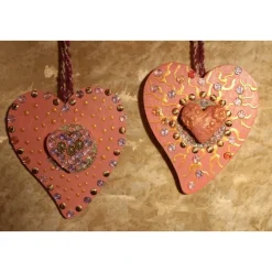 Herzen aus Holz HERZERLDUO ROSA 2er-Set Valentinsgeschenk Muttertagsgeschenk Hängedeko Geburtstagsgeschenk