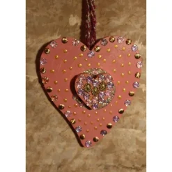 Herzen aus Holz HERZERLDUO ROSA 2er-Set Valentinsgeschenk Muttertagsgeschenk Hängedeko Geburtstagsgeschenk