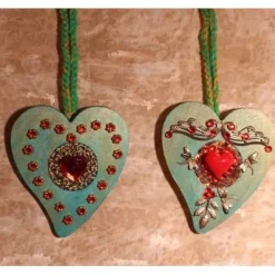 Herzen aus Holz HERZERLDUO GRÜN 2er-Set Valentinsgeschenk Muttertagsgeschenk Hängedeko Geburtstagsgeschenk