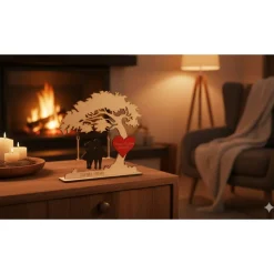 Herzensschaukel 1 – Personalisiertes 3D-Holzdisplay mit beweglichen Elementen & Gravur