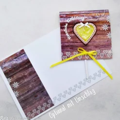 Herz-Lolli Einladung Hüttenparty – Individuelle Partyeinladung mit Lolli