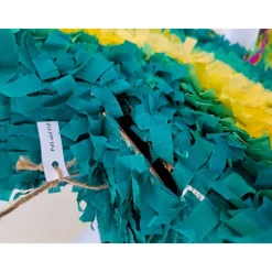 Herzpiñata: grün mit Glitzer.