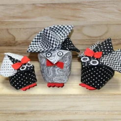 Hühner Deko Happy Easter Trio Stoffhühner Osterdeko Schwarz Weiß