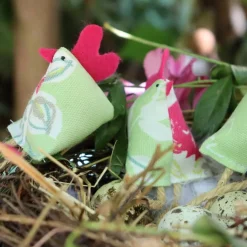 Hühner, Osterdeko, 4er-Set in grün rosa