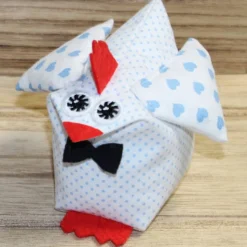 Hühner Set Brautpaar – Deko Stoffhühner Hochzeit Weiß Hellblau Punkte - la miscela