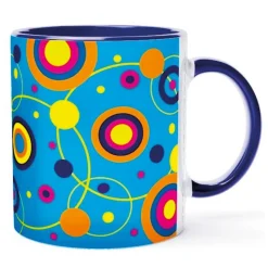 Hippie-Tasse im 70er Jahre Vintage Retro-Style mit bunten Ornamenten – Spülmaschinenfest