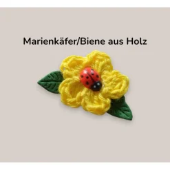 Häkelblüten & Marienkäfer Streudeko Set – Handgemachte Frühlingsdeko, 12-tlg., Blumen, Biene, Ostern