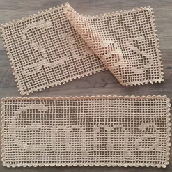 Häkeldeckchen mit Namen Emma / Lukas, Andenken zur Geburt