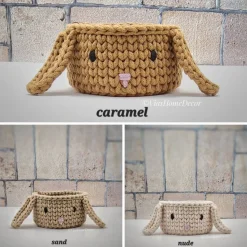 Häkelkorb mit Hasengesicht und Ohren – Osterkorb, Geschenkkorb Kinder Ostern