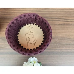 Häkelkorb mit Holzboden für Hebamme/Schwangere | 15cmm/20cm