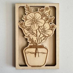 Hülle für Geschenkgutschein „Blumenvase“ Variante B | Muttertag | Wunschgutschein | Holz | Geldgeschenk Geburtstag