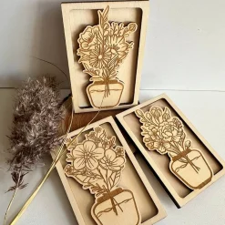 Hülle für Geschenkgutschein „Blumenvase“ Variante B | Muttertag | Wunschgutschein | Holz | Geldgeschenk Geburtstag