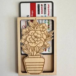 Hülle für Geschenkgutschein „Blumenvase“ Variante A | Muttertag | Wunschgutschein | Holz | Geldgeschenk I Geburtstag