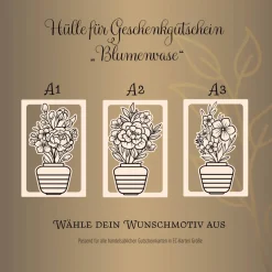 Hülle für Geschenkgutschein „Blumenvase“ Variante A | Muttertag | Wunschgutschein | Holz | Geldgeschenk I Geburtstag