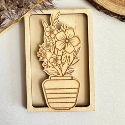 Hülle für Geschenkgutschein „Blumenvase“ Variante A | Muttertag | Wunschgutschein | Holz | Geldgeschenk I Geburtstag